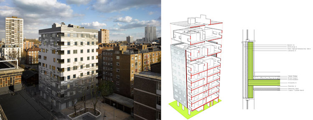 Edificio Stadthaus en 24 Murray Grove de Waugh Thistleton Architects, construido con estructura de CLT.