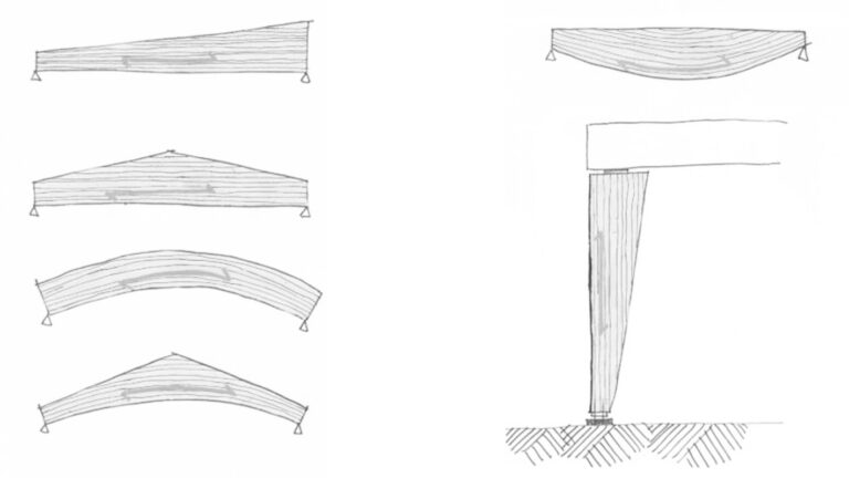 Vigas de madera laminada encolada curvadas y de altura variable